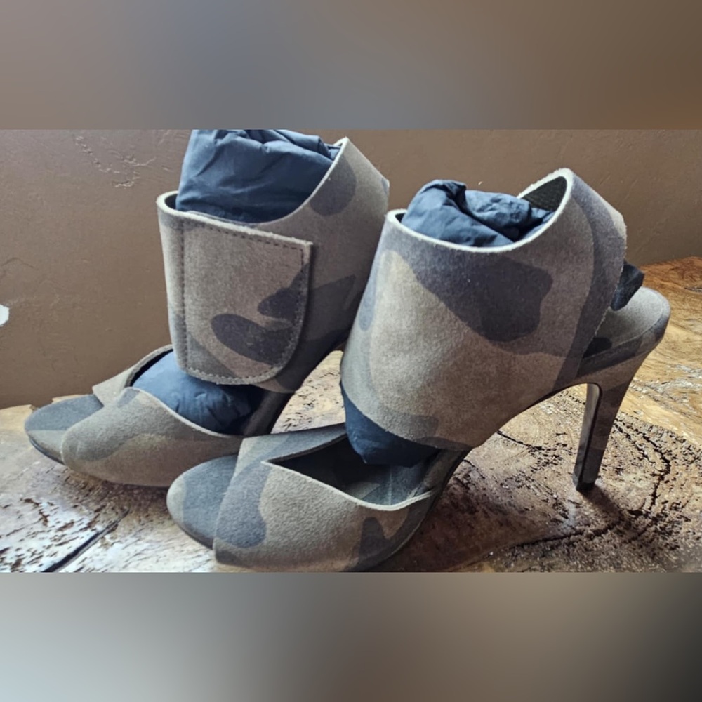 Pedro Garcia Gray and Black Heels with Camouflage Design